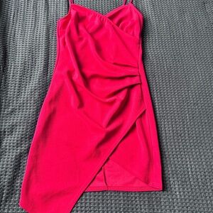 Joe & Elle Pink Asymmetrical Ruched Cocktail Dress